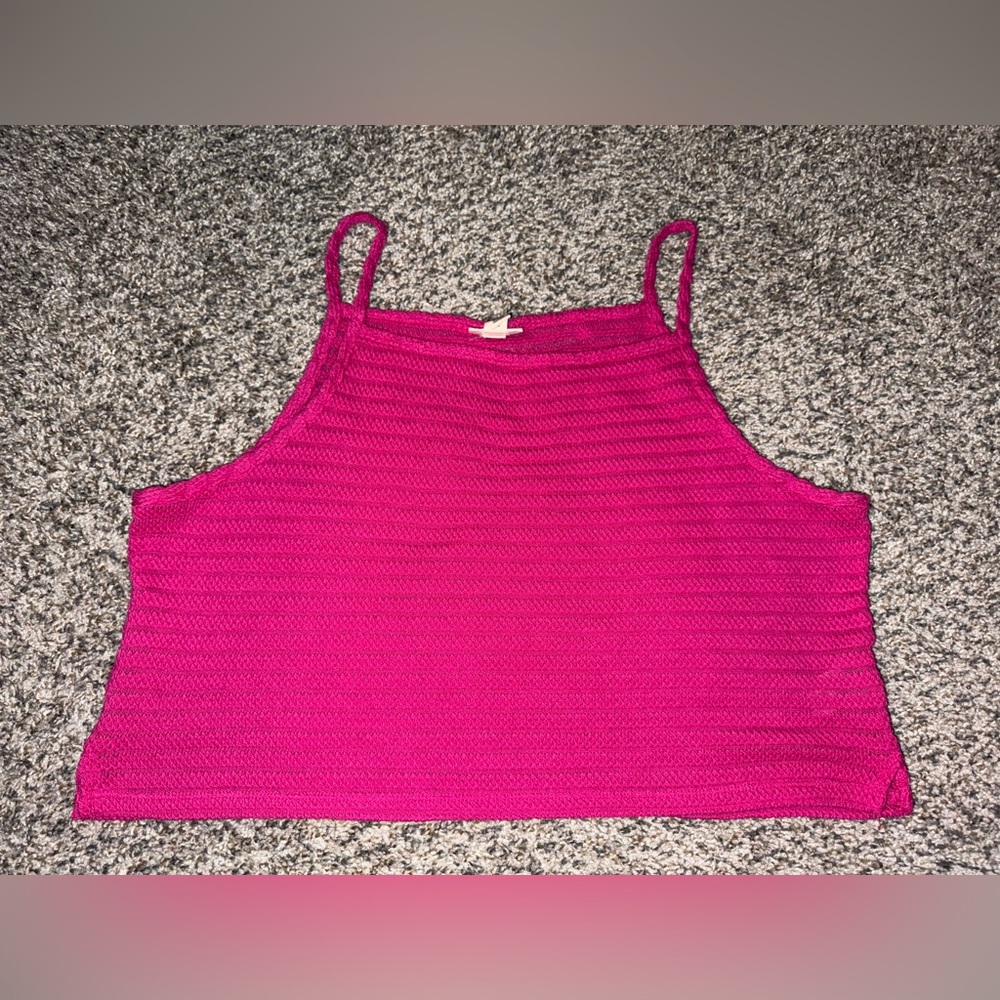 a.n.a Fuchsia Knit Tank Top Fits Like a Large